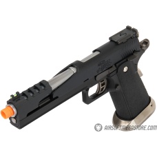 WE Tech 1911 Hi-Capa T-Rex Competition Gas Blowback Airsoft Pistol w/ Top Vent - BLACK / SILVER