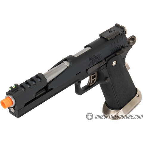 WE Tech 1911 Hi-Capa T-Rex Competition Gas Blowback Airsoft Pistol w/ Top Vent - BLACK / SILVER
