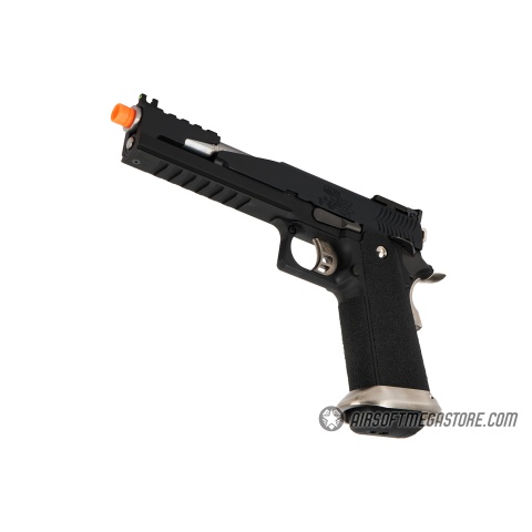 WE Tech 1911 Hi-Capa T-Rex Competition Gas Blowback Airsoft Pistol w/ Top Vent - BLACK / SILVER