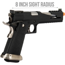 WE Tech 1911 Hi-Capa T-Rex Competition Gas Blowback Airsoft Pistol w/ Top Vent - BLACK / SILVER