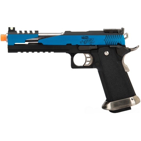 WE Tech 1911 Hi-Capa T-Rex Competition Gas Blowback Airsoft Pistol w/ Top Vent - BLUE / SILVER