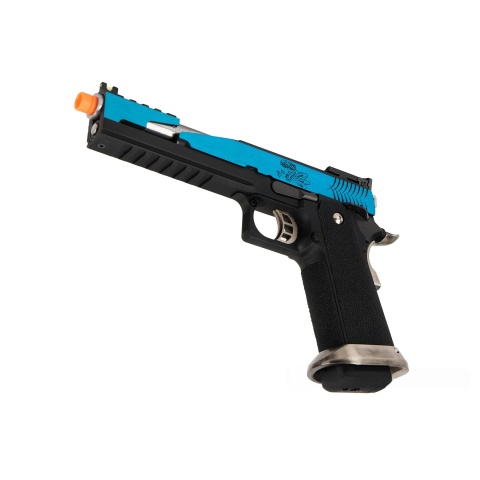 WE Tech 1911 Hi-Capa T-Rex Competition Gas Blowback Airsoft Pistol w/ Top Vent - BLUE / SILVER