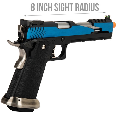 WE Tech 1911 Hi-Capa T-Rex Competition Gas Blowback Airsoft Pistol w/ Top Vent - BLUE / SILVER