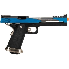 WE Tech 1911 Hi-Capa T-Rex Competition Gas Blowback Airsoft Pistol w/ Top Vent - BLUE / SILVER