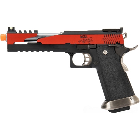 WE Tech 1911 Hi-Capa T-Rex Competition Gas Blowback Airsoft Pistol w/ Top Vent - RED / SILVER