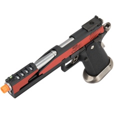 WE Tech 1911 Hi-Capa T-Rex Competition Gas Blowback Airsoft Pistol w/ Top Vent - RED / SILVER