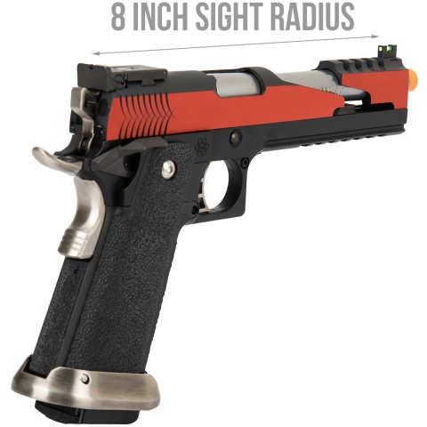 WE Tech 1911 Hi-Capa T-Rex Competition Gas Blowback Airsoft Pistol w/ Top Vent - RED / SILVER