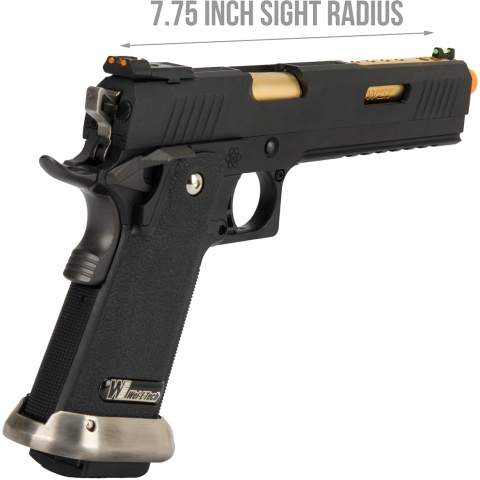 WE Tech 1911 Hi-Capa T-Rex Competition Gas Blowback Airsoft Pistol w/ Sight Mount & Top Ports (BLACK / GOLD)