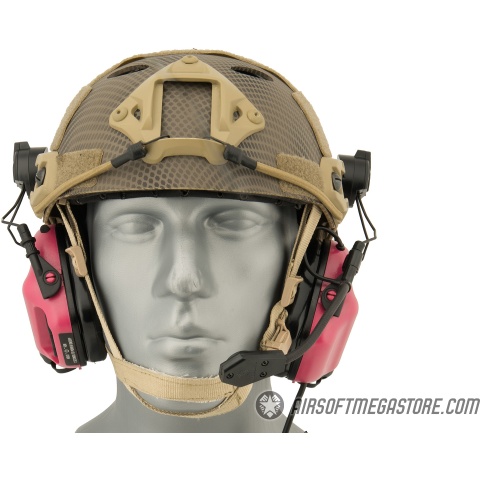 Earmor M32H MOD3 Tactical Communication Hearing Protector for FAST Helmet - PINK
