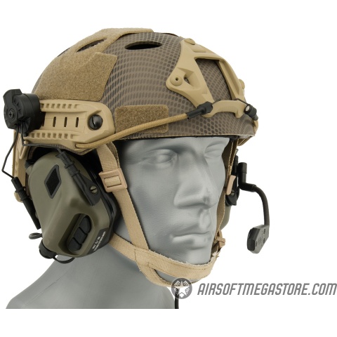 Earmor M32H MOD3 Tactical Communication Hearing Protector for FAST Helmet - FOLIAGE GREEN