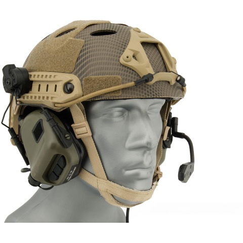 Earmor M32H MOD3 Tactical Communication Hearing Protector for FAST Helmet - FOLIAGE GREEN