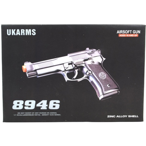 UK ARMS Airsoft Full Size M1911 Hybrid Heavyweight Pistol - Black