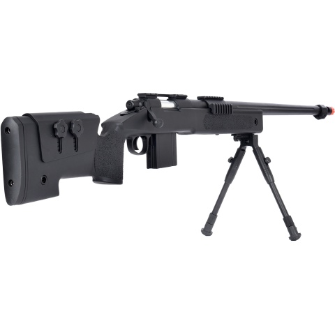 Wellfire MB4416 M40A3 Bolt Action Sniper Rifle w/ Bipod - BLACK