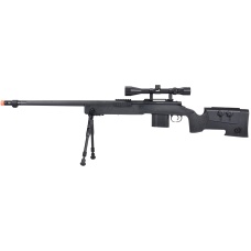 WellFire MB4416 M40A3 Bolt Action Sniper Rifle w/ Scope & Bipod - BLACK
