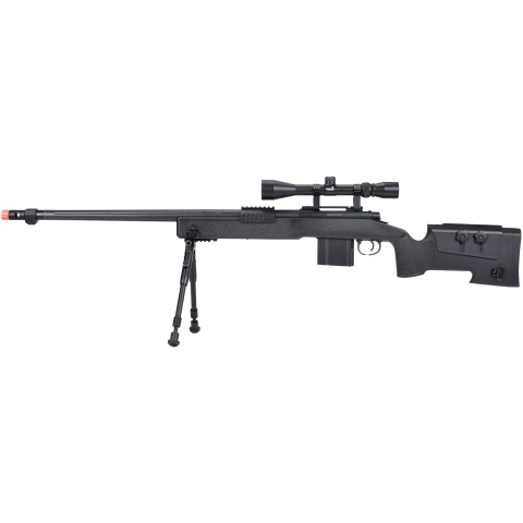 WellFire MB4416 M40A3 Bolt Action Sniper Rifle w/ Scope & Bipod - BLACK