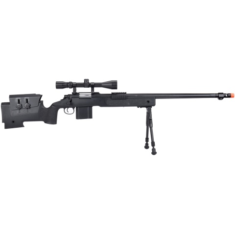 WellFire MB4416 M40A3 Bolt Action Sniper Rifle w/ Scope & Bipod - BLACK