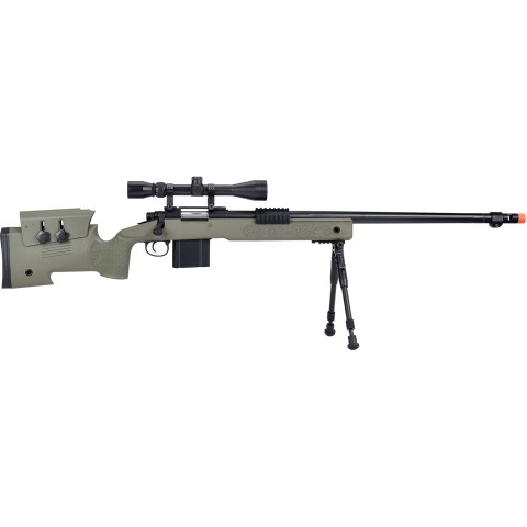 WellFire MB4416 M40A3 Bolt Action Sniper Rifle w/ Scope & Bipod - OD GREEN