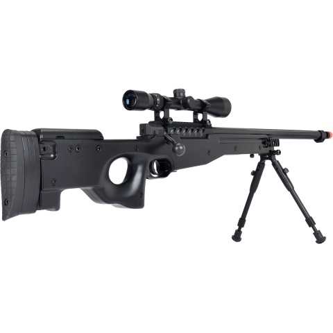 WellFire MB15 L96 Bolt Action Airsoft Sniper Rifle w/ Scope & Bipod - BLACK