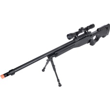 WellFire MB15 L96 Bolt Action Airsoft Sniper Rifle w/ Scope & Bipod - BLACK