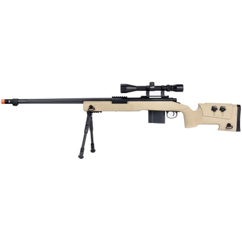 WellFire MB4416 M40A3 Bolt Action Sniper Rifle w/ Scope & Bipod - TAN