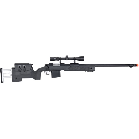 WellFire MB4417 M40A3 Bolt Action Airsoft Sniper Rifle w/ Scope - BLACK