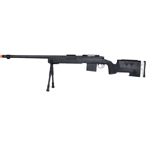 WellFire MB4417 M40A3 Bolt Action Airsoft Sniper Rifle w/ Bipod - BLACK