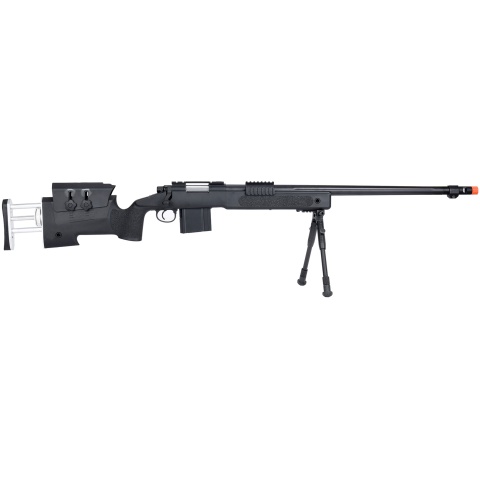 WellFire MB4417 M40A3 Bolt Action Airsoft Sniper Rifle w/ Bipod - BLACK