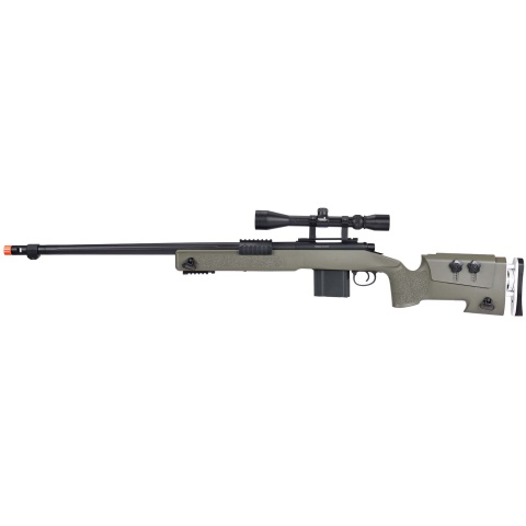 WellFire MB4417 M40A3 Bolt Action Airsoft Sniper Rifle w/ Scope - OD GREEN