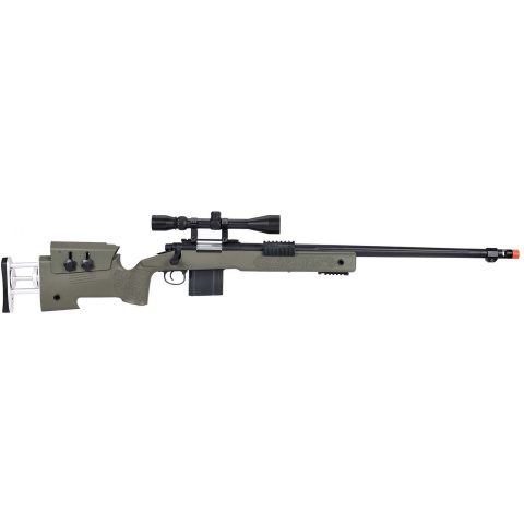 WellFire MB4417 M40A3 Bolt Action Airsoft Sniper Rifle w/ Scope - OD GREEN