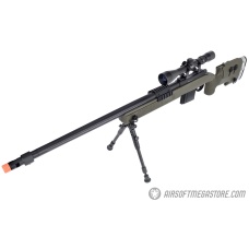 WellFire MB4417 M40A3 Bolt Action Airsoft Sniper Rifle w/ Scope & Bipod - OD GREEN