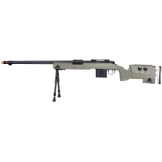 WellFire MB4417 M40A3 Bolt Action Airsoft Sniper Rifle w/ Bipod - OD GREEN