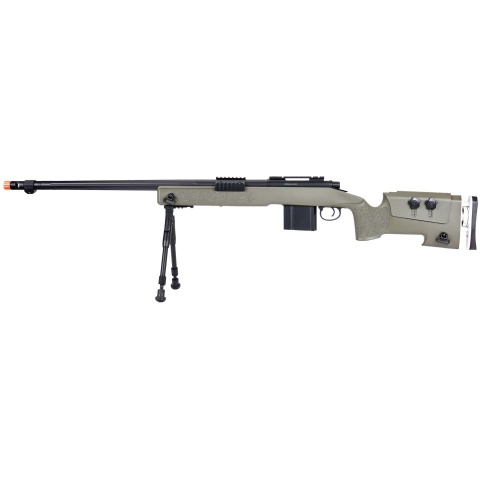 WellFire MB4417 M40A3 Bolt Action Airsoft Sniper Rifle w/ Bipod - OD GREEN