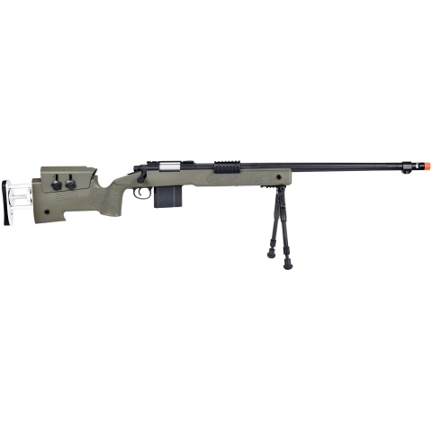 WellFire MB4417 M40A3 Bolt Action Airsoft Sniper Rifle w/ Bipod - OD GREEN