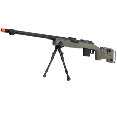 WellFire MB4417 M40A3 Bolt Action Airsoft Sniper Rifle w/ Bipod - OD GREEN