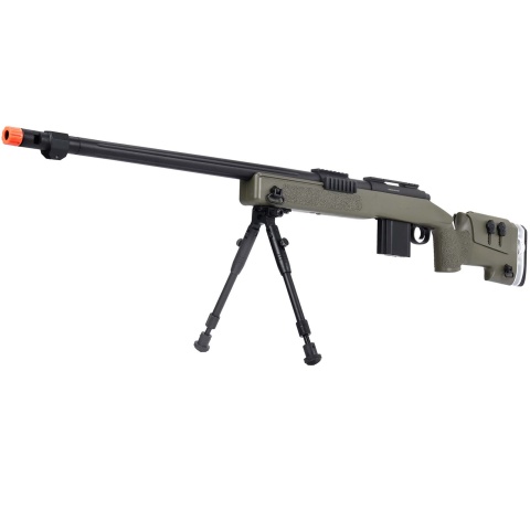 WellFire MB4417 M40A3 Bolt Action Airsoft Sniper Rifle w/ Bipod - OD GREEN