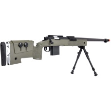 WellFire MB4417 M40A3 Bolt Action Airsoft Sniper Rifle w/ Bipod - OD GREEN