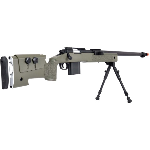 WellFire MB4417 M40A3 Bolt Action Airsoft Sniper Rifle w/ Bipod - OD GREEN