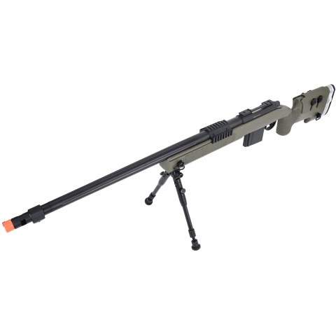 WellFire MB4417 M40A3 Bolt Action Airsoft Sniper Rifle w/ Bipod - OD GREEN