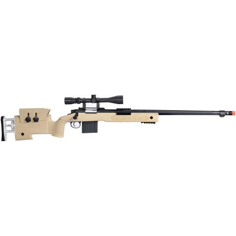 WellFire MB4417 M40A3 Bolt Action Airsoft Sniper Rifle w/ Scope - TAN