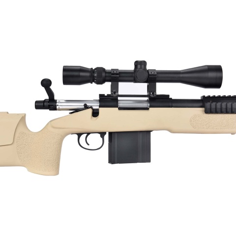 WellFire MB4417 M40A3 Bolt Action Airsoft Sniper Rifle w/ Scope - TAN