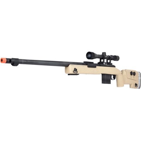 WellFire MB4417 M40A3 Bolt Action Airsoft Sniper Rifle w/ Scope - TAN
