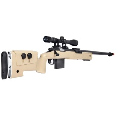 WellFire MB4417 M40A3 Bolt Action Airsoft Sniper Rifle w/ Scope - TAN
