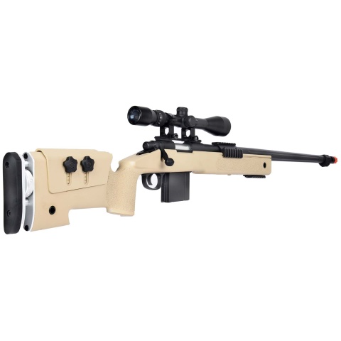 WellFire MB4417 M40A3 Bolt Action Airsoft Sniper Rifle w/ Scope - TAN
