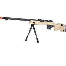 WellFire MB4417 M40A3 Bolt Action Airsoft Sniper Rifle w/ Bipod - TAN