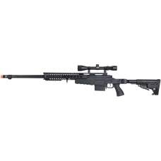 WellFire MB4418-1 Bolt Action Airsoft Sniper Rifle w/ Scope - BLACK