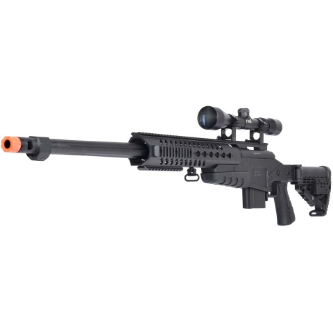 WellFire MB4418-1 Bolt Action Airsoft Sniper Rifle w/ Scope - BLACK