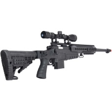 WellFire MB4418-1 Bolt Action Airsoft Sniper Rifle w/ Scope - BLACK