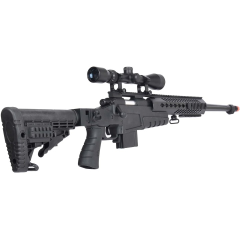 WellFire MB4418-1 Bolt Action Airsoft Sniper Rifle w/ Scope - BLACK