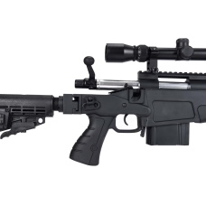 WellFire MB4418-1 Bolt Action Airsoft Sniper Rifle w/ Scope & Bipod - BLACK