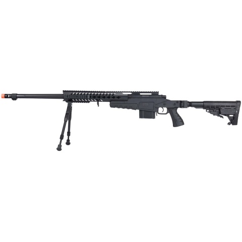 WellFire MB4418-1 Bolt Action Airsoft Sniper Rifle w/ Bipod - BLACK